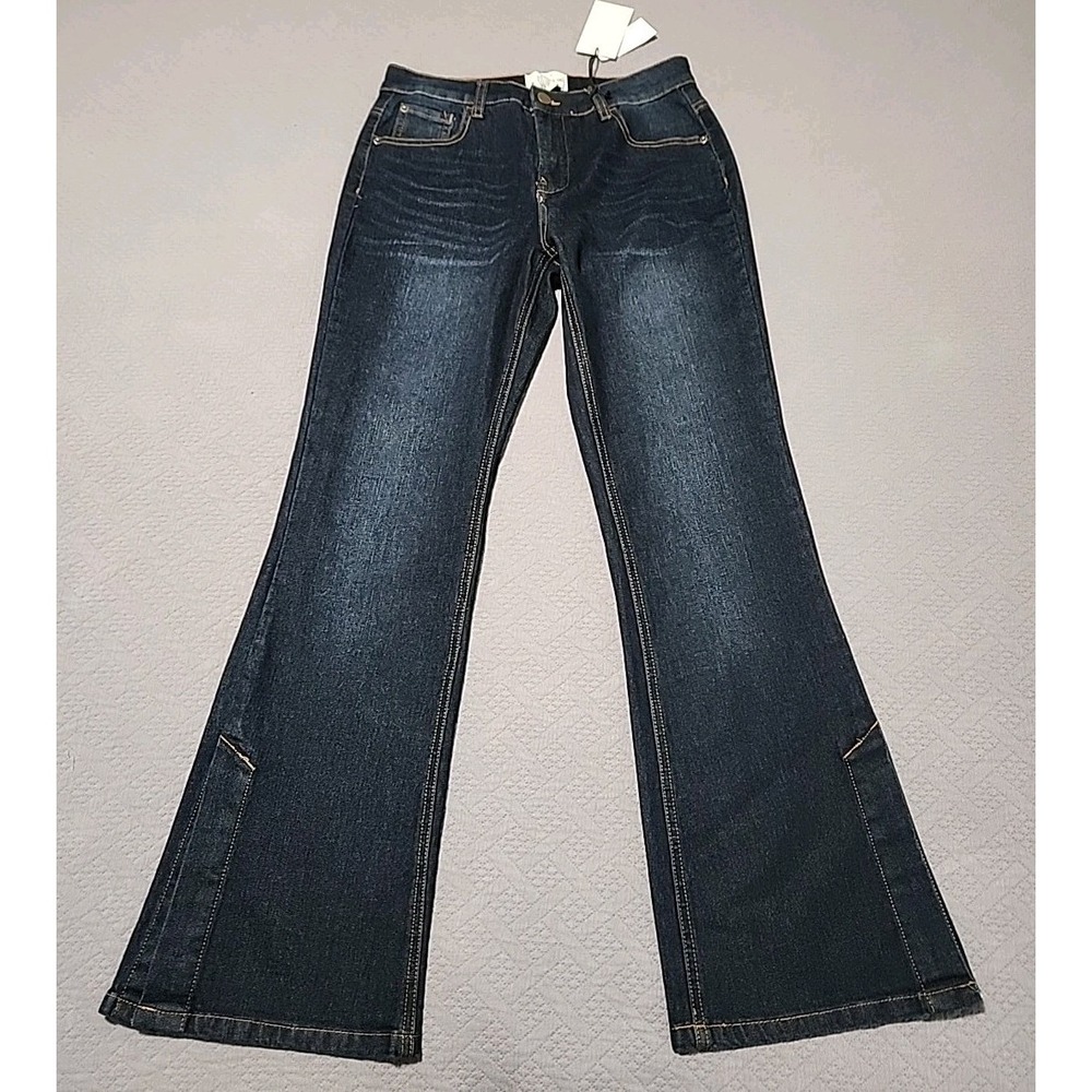 Women's For The Republic‎ Denim Bootcut Jeans With Leg Slit Dark Wash Size 6 NWT